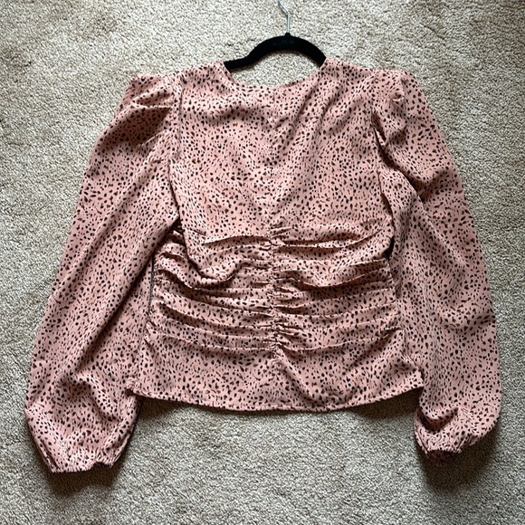 Astr the Label animal print v neck puff long sleeve top size L - Picture 4 of 8